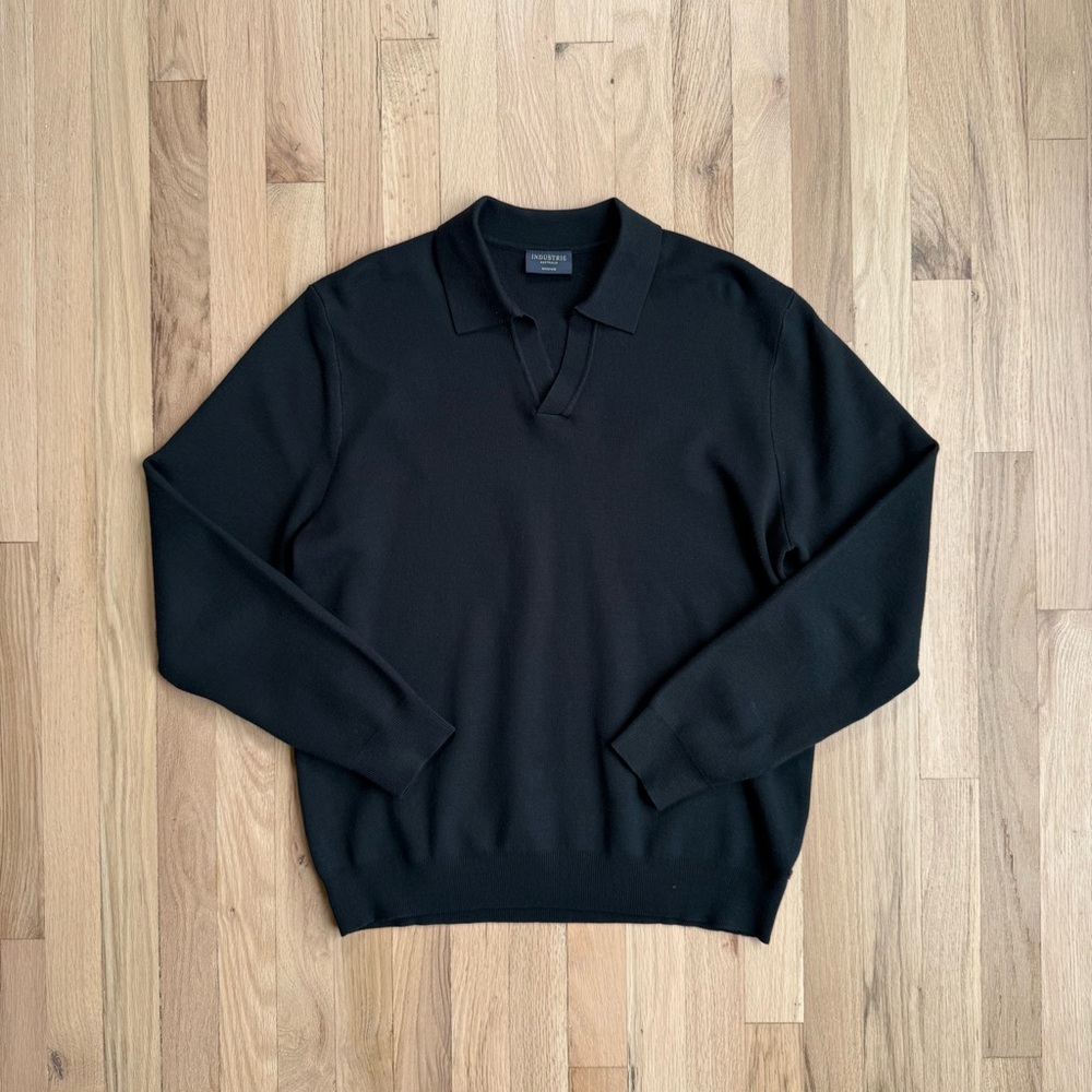 Industrie Australia Johnny Colar Polo Knit Shirt Sweater Men’s Medium Black